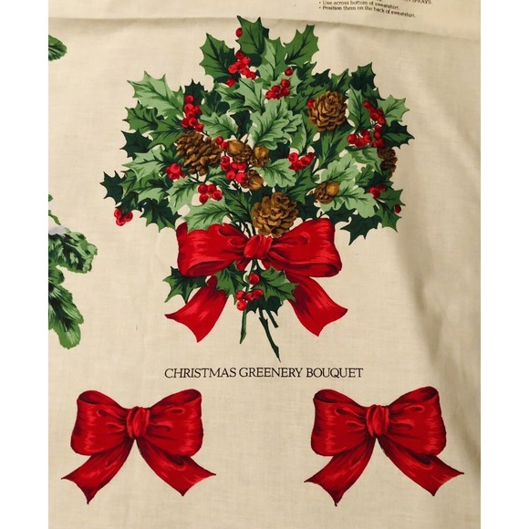 NOS VIP Cut & Sew Fabric Panel VTG Christmas Wearable Art Appliqué Tops & Bags - Picture 3 of 12